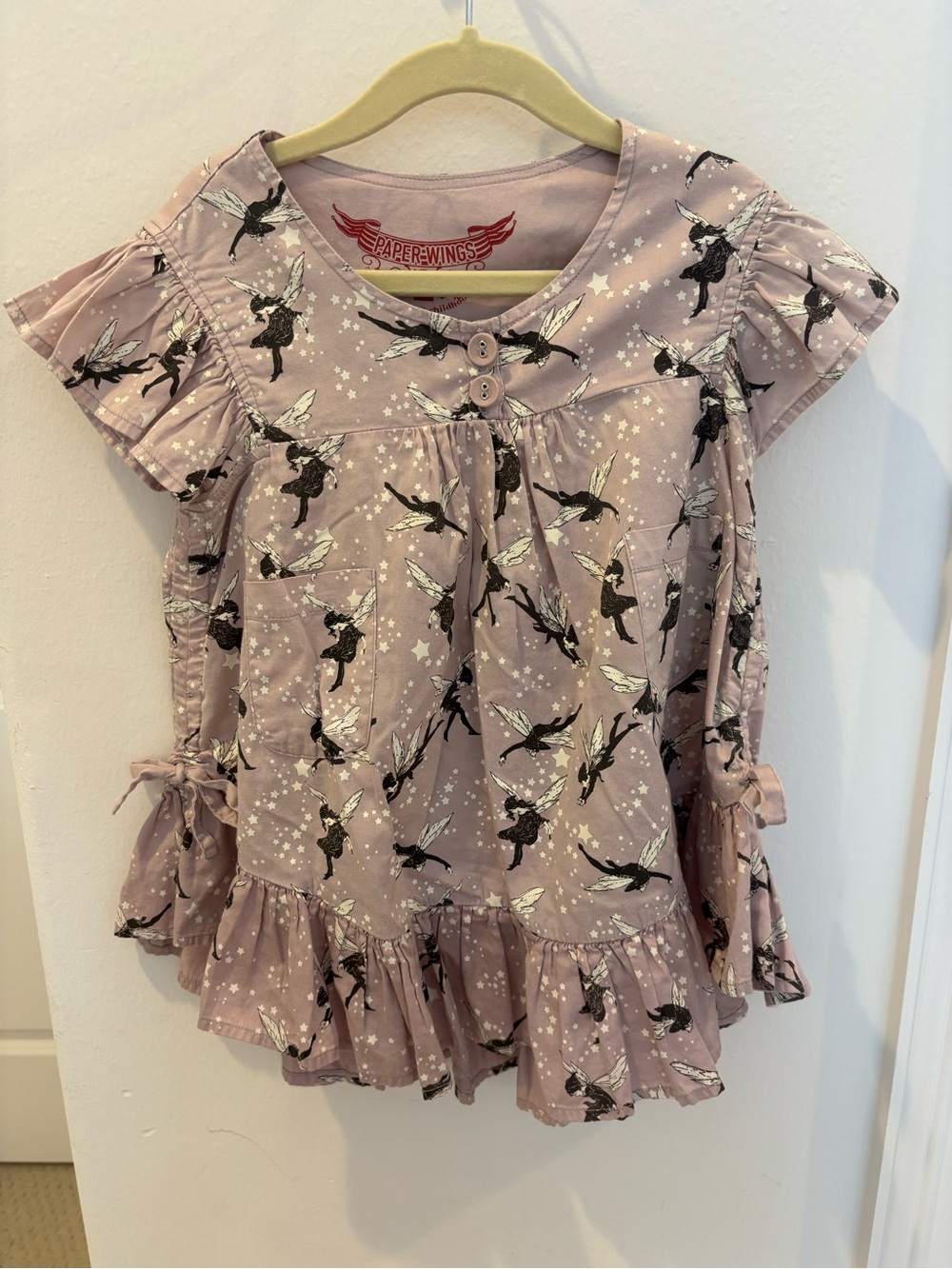 Paper Wings Lavender Fairy Print Ruffle Dress